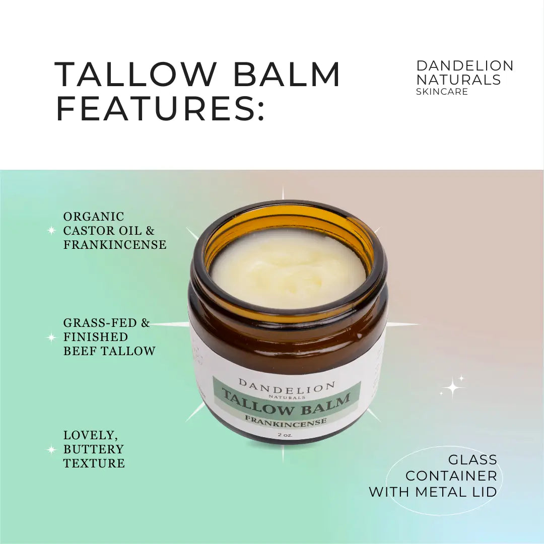Grass Fed Tallow Balm with Organic Castor Oil & Frankincense